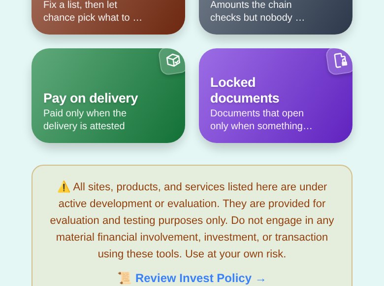 The For businesses group in the Ace wallet: Audit sample, Confidential invoice, Pay on delivery, Locked documents