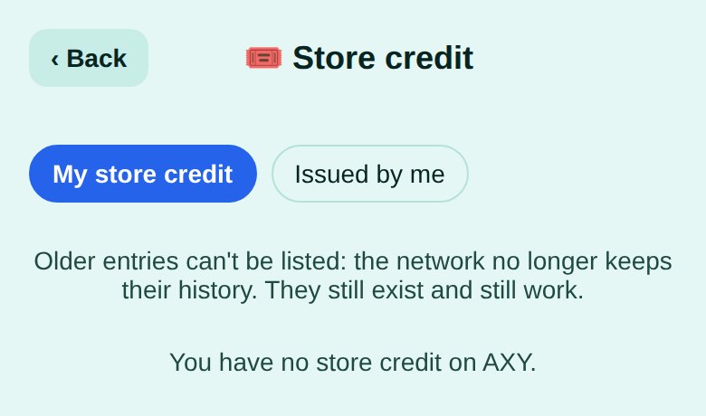 Store credit: My store credit and Issued by me